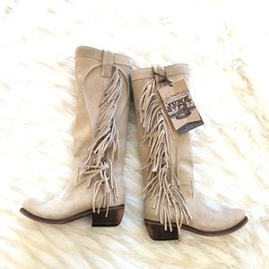 COPY - Tan fringe Junk Gypsy fringe knee high boots